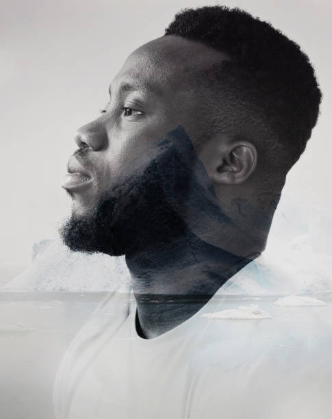 istock Double exposure male portrait. Emotion control, Keep calm concept 1390902807