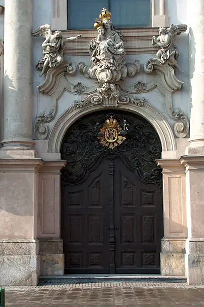Digital photo of the door of the curch named Marihilferkirche in Graz, Austria