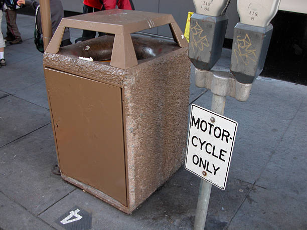 istock Brown Garbage Can and Motorcycle Meters 139090372