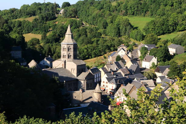 The basilica of Orcival in the heart of Auvergne One of the five major Romanesque churches in Auvergne orcival stock pictures, royalty-free photos & images