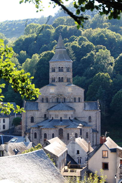 The basilica of Orcival in the heart of Auvergne One of the five major Romanesque churches in Auvergne orcival stock pictures, royalty-free photos & images