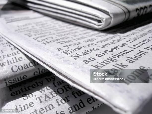 Arvada Papers Stacked Randomly Stock Photo - Download Image Now - Newspaper, Editorial, Article