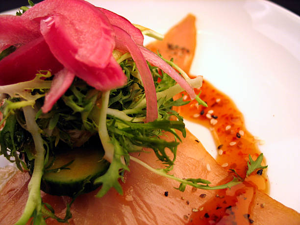 Smoked tuna carpaccio stock photo