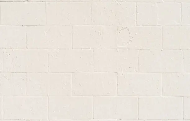 Photo of Painted brick wall close-up, light cream color, background