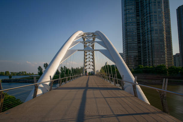 Long Exposure of the Humber Bay Arch Bridge, in Toronto, Ontario. Centre view.
