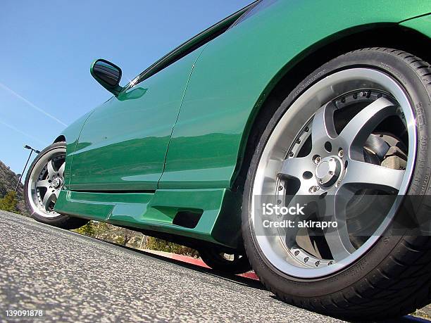 Green Integra With Wheels And Kit Stock Photo - Download Image Now - Lowering, Car, Horizontal