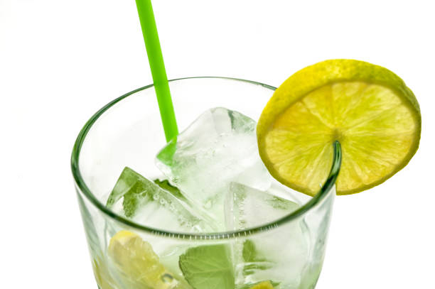 Mojito  cocktail The mojito is a famous cocktail of Cuban origin composed of white rum, brown sugar, lime juice, mint leaves and sparkling mineral water or soda water or Seltz water club soda stock pictures, royalty-free photos & images