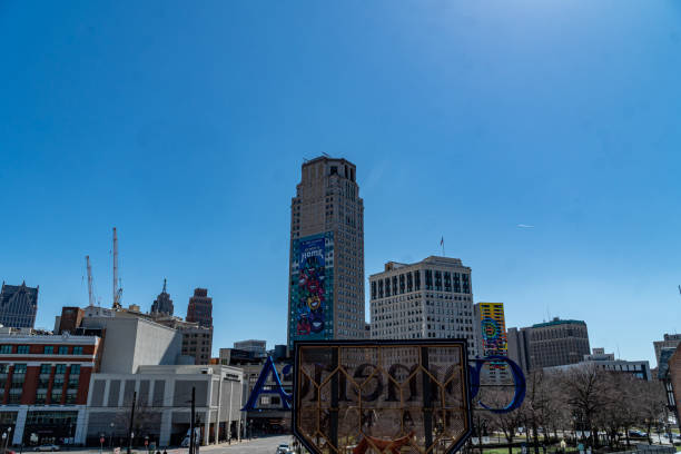 Downtown Detroit, MI Detroit, MI, USA - 04.10.2022
- Downtown Detroit, MI as seen from the area near Ford Field and Comerica Park (E Montcalm Street, E Adams Avenue, and Brush Street) comerica park photos stock pictures, royalty-free photos & images