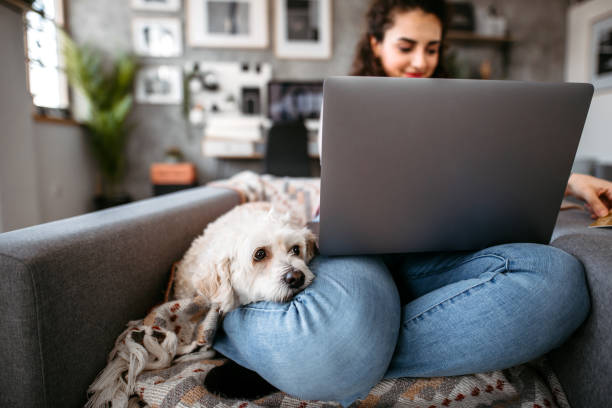 istock Weekend online shopping at home 1390927739