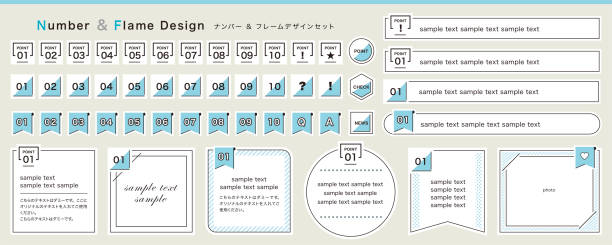 Set of numbers and frame design A set of title designs using numbers vehicle accessory stock illustrations