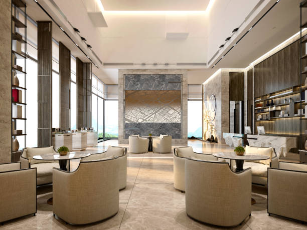 istock 3d render luxury hotel reception lobby entrance 1390932389