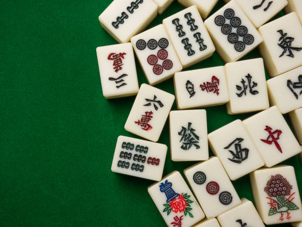 istock The mahjong on table ancient asian board game close up image 1390935778