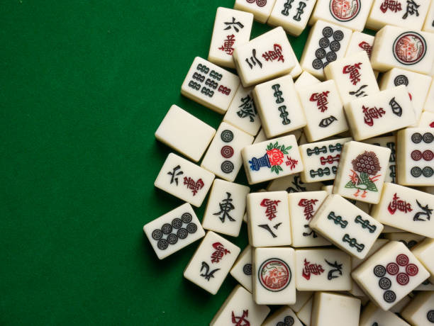istock The mahjong on table ancient asian board game close up image 1390935814