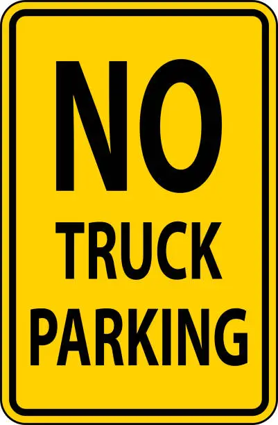 Vector illustration of No Truck Parking Sign On White Background