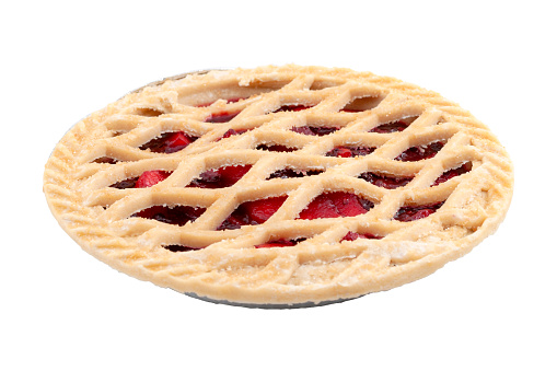 Happy forth of July and traditional American sweets concept tasty homemade apple and cherry pie isolated on white background with clipping path cutout