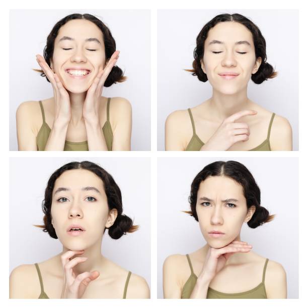istock Collage of the same woman making diferent expressions 1390946563