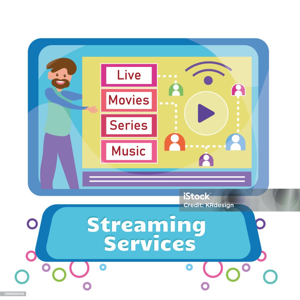 Streaming Menu Streaming Services Concept Screen With Different Menu Options Vector ...