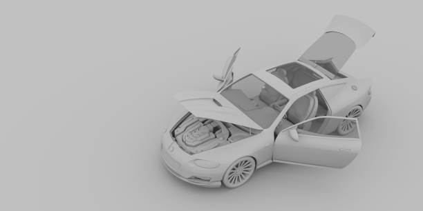 istock Car with opened trunk and door 1390951305