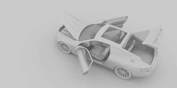 Car with opened trunk and door