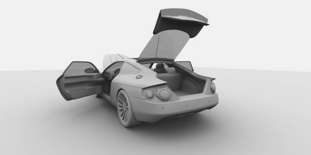 istock Car with opened trunk and door 1390951332