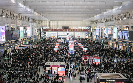 The crowd of people in Shanghai train station in the period of Spring Festival.