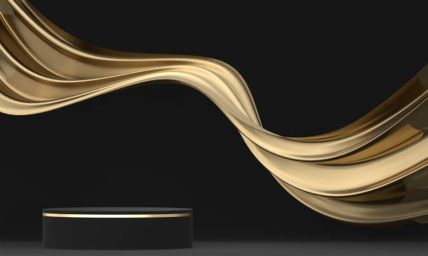 istock Abstract black stage podium decoration suitable for products.3D rendering 1390960929