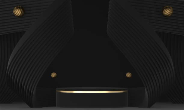istock Abstract black stage podium decoration suitable for products.3D rendering 1390960957