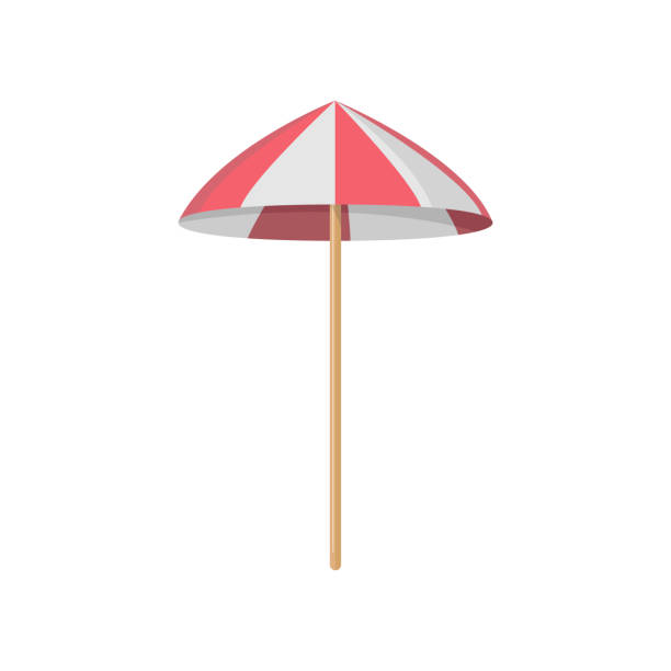 istock Red and white beach umbrella on the counter 1390963929
