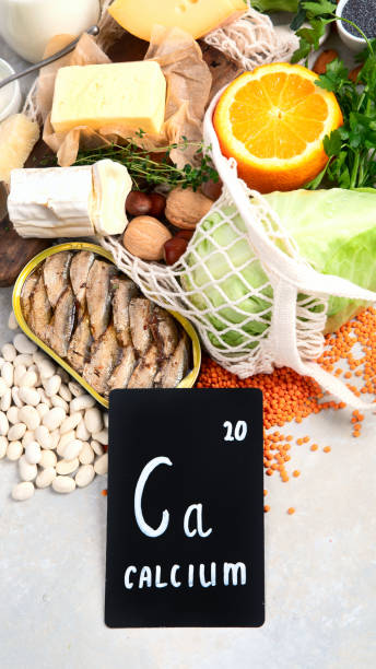 istock Healthy food high in calcium on light background. 1390971233