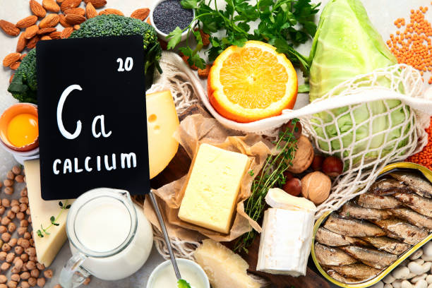 istock Healthy food high in calcium on light background. 1390971744