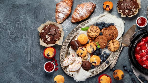 istock Dessert table with all kinds of cakes and snacks. 1390971751