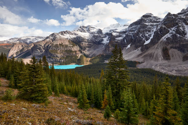 istock View on turquoise colored mountain lake in Canada 1390972710