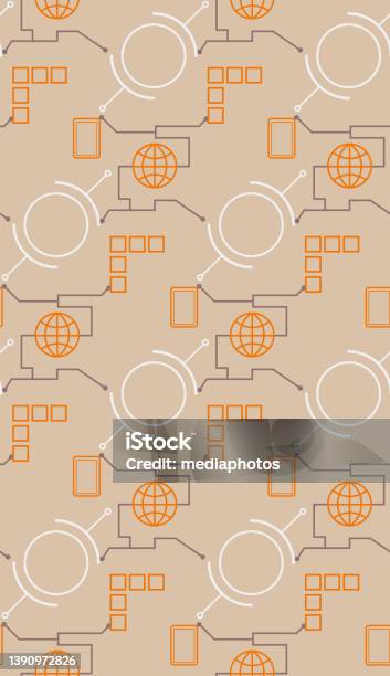 Network Communication Pattern Seamless Pattern With Technological Chains Communication Between People ...