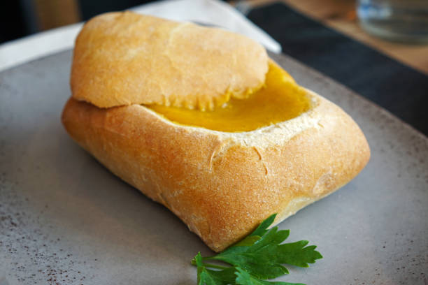 istock Close up corn soup in pot pie 1390972984