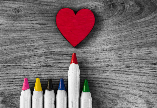 Colored Pencils On A Wooden Background. Image With Copy Space. Teaching Concept.