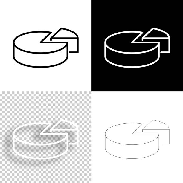 kreisdiagramm. icon für design. leere, weiße und schwarze hintergründe - liniensymbol - portion stock-grafiken, -clipart, -cartoons und -symbole