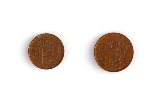 istock Numismatics. Old coin on a white background 1390977752