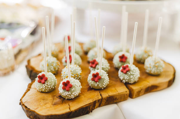 Chocolate cake pops with springless and flower decoration