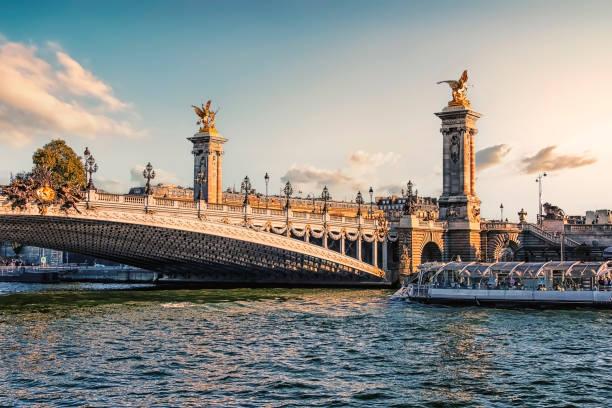 Alexandre III bridge in Paris at sunset