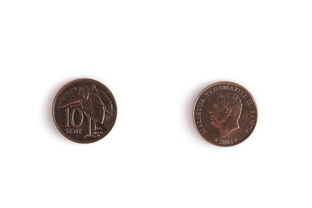 Old coin isolated on a white background. Well preserved. Numismatics.