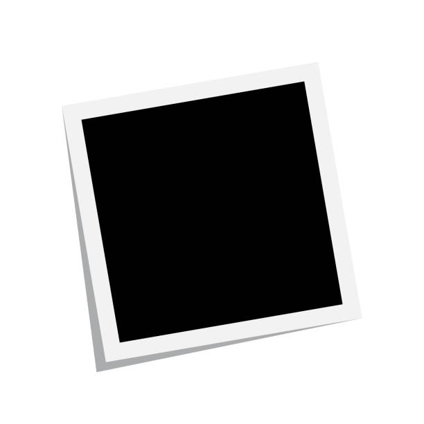 istock Black and white Polaroid photo frame with shadows. Vector illustration isolated on transparent background 1390980311