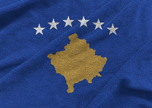 Kosovo flag wave background,Symbols of Kosovo , 3D illustration