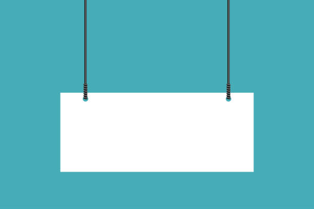 ilustrações de stock, clip art, desenhos animados e ícones de hanging sign against on green background for notice, message, information, and advertisement sign template vector illustration - pendurar