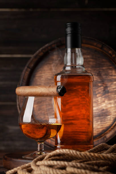 istock Glass and bottle with cognac 1390986207