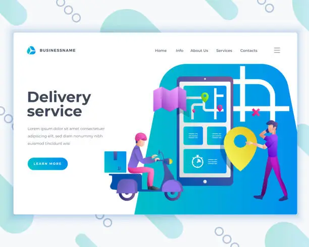 Vector illustration of Landing page template delivery service concept with people