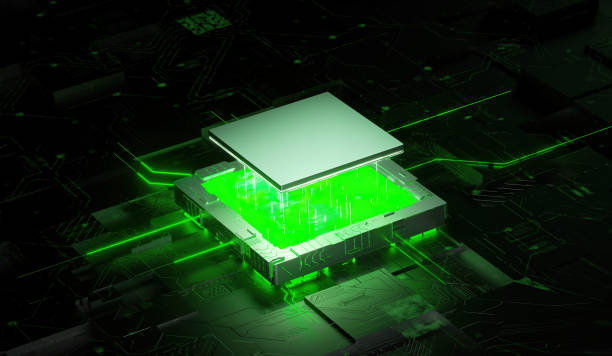 istock 3D rendering of cyberpunk AI. Circuit board. Technology background. Central Computer Processors CPU and GPU concept. Motherboard digital chip. Tech science background. 1390990402
