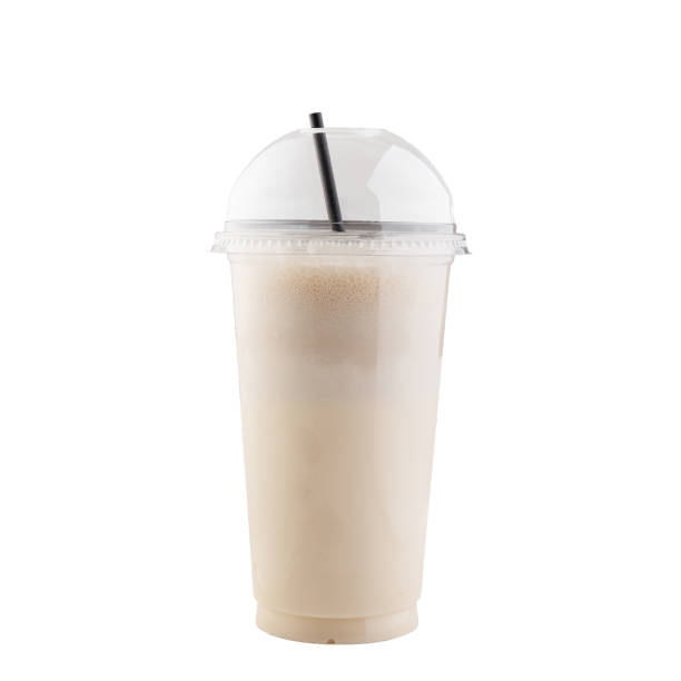 istock Vanilla milkshake in plastic glass 1390992293