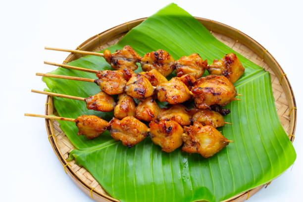istock Chicken butt grilled in bamboo plate 1390994843