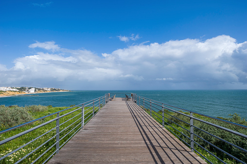 Viewing platform with landscape panorama in Albufeira in the Algarve in Portugal