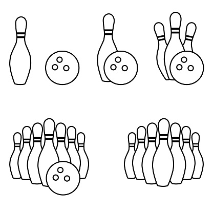 Bowling icons set